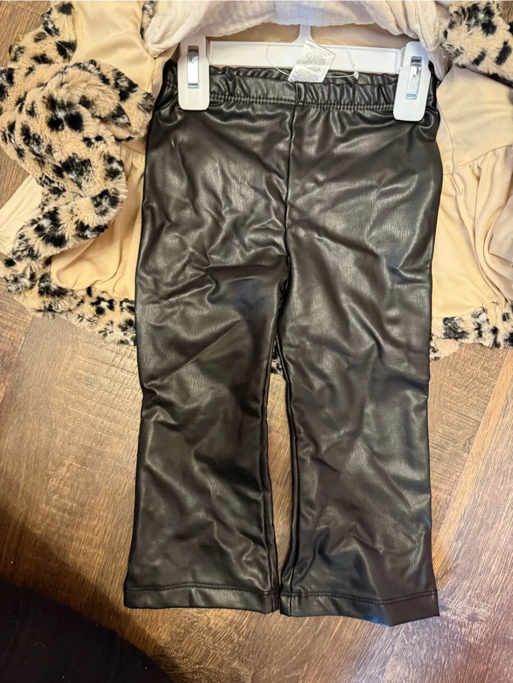 Little Lass Cream & Black Leopard Faux Fur Vest Outfit